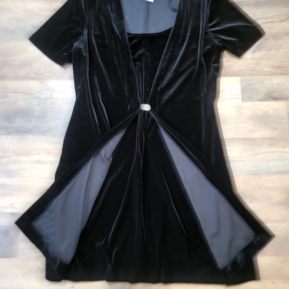 Vintage 90's Scarlett Velvet Short Sleeve Front Wrap Tie Dress Size 9/10 - Picture 2 of 6